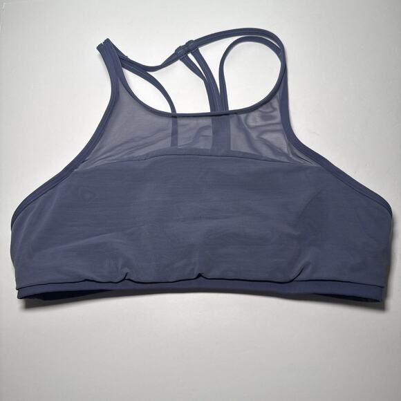 Lululemon Get Set Bra High Neck Mesh Strappy Back Athletic Top Purple Size 10 - Picture 3 of 5